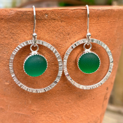 Green Sea Glass Earrings