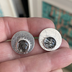 Tourmalinated Quartz Disc Earrings