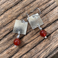 Carnelian-Swirl-Pattern-Earrings