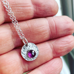 Rhodolite-Garnet-fused-silver-pendant
