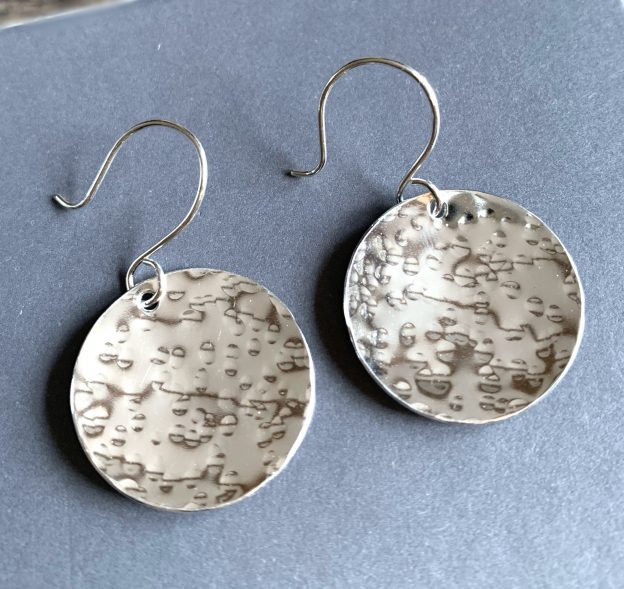 Textured Silver Disc Earrings