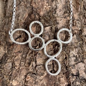 Silver textured bubble necklace