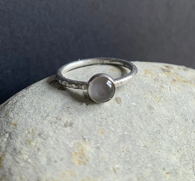 Grey Moonstone and Silver Ring