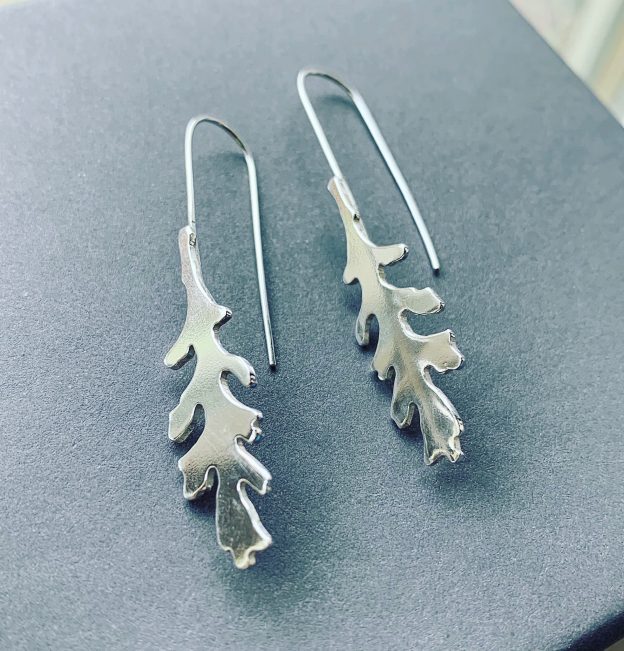 Silver Rocket Leaf Earrings