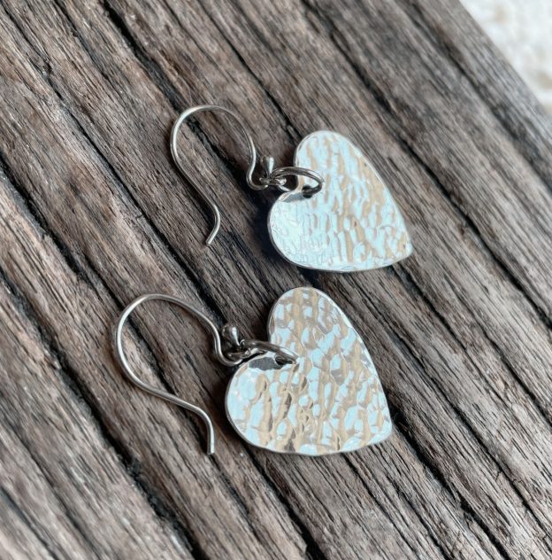 Hammered Silver Heart Earrings
