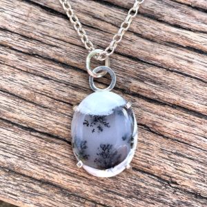 Dendritic Opal and silver Pendant
