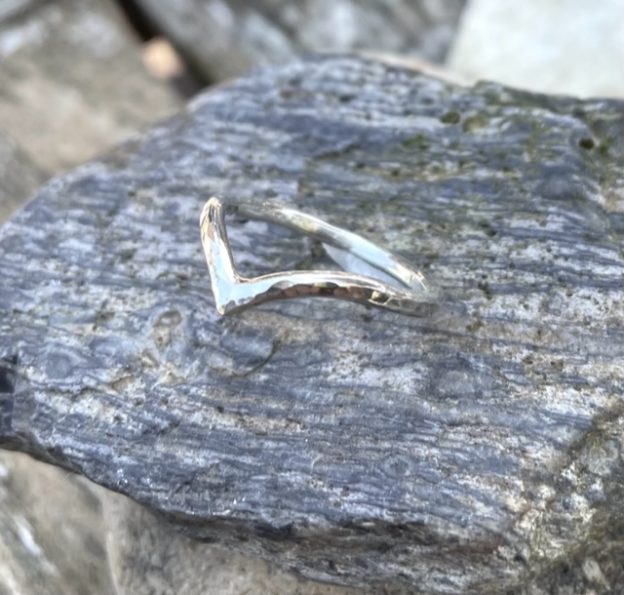 Hammered Silver Wishbone ring