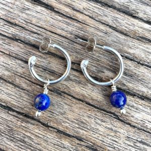 Lapis Lazuli and silver hoop earrings