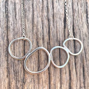 Organic four Circle Silver Necklace