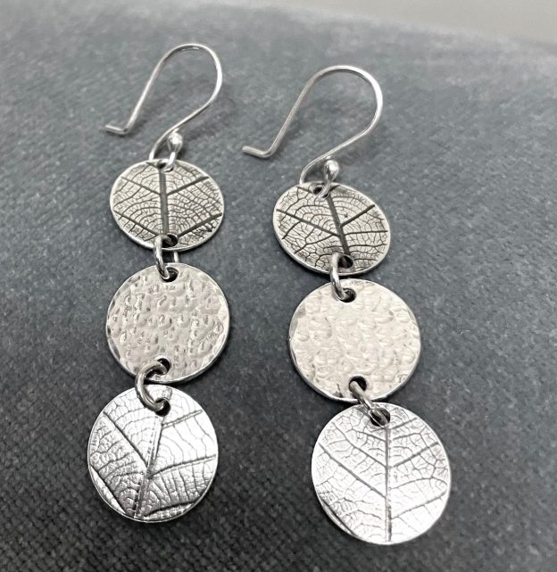Oxidised Leaf Print earrings