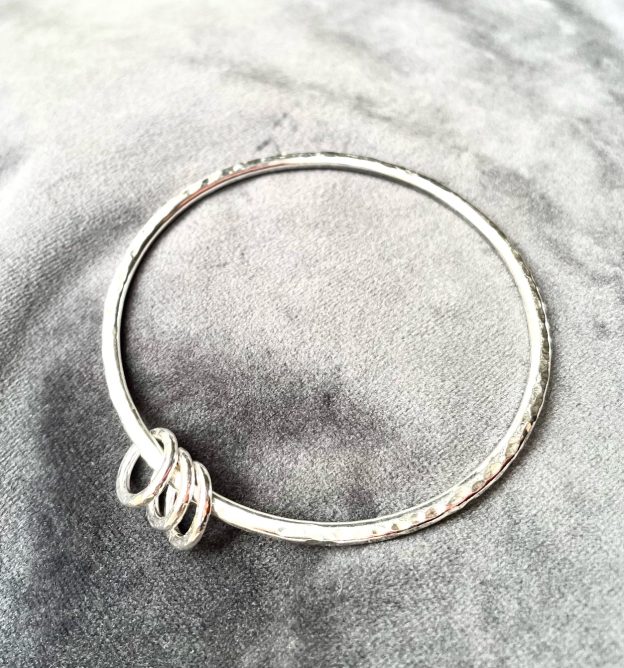 Solid Silver Bangle with 3 rings